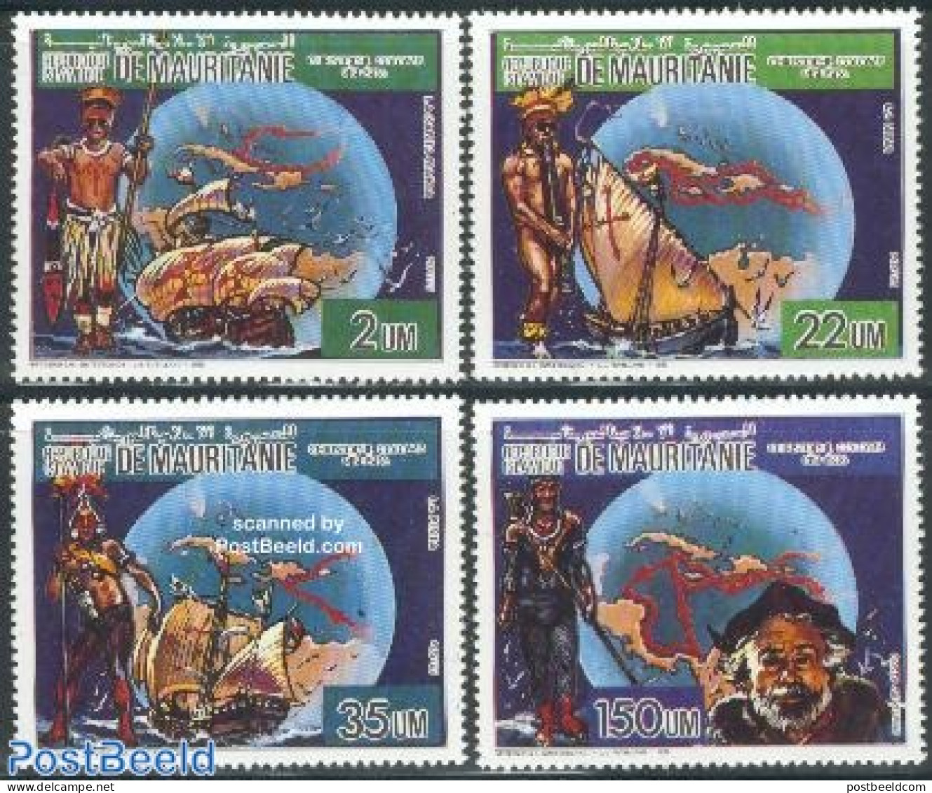 Mauritania 1986 Columbus 4v, Mint NH, History - Transport - Explorers - Ships And Boats - Explorateurs