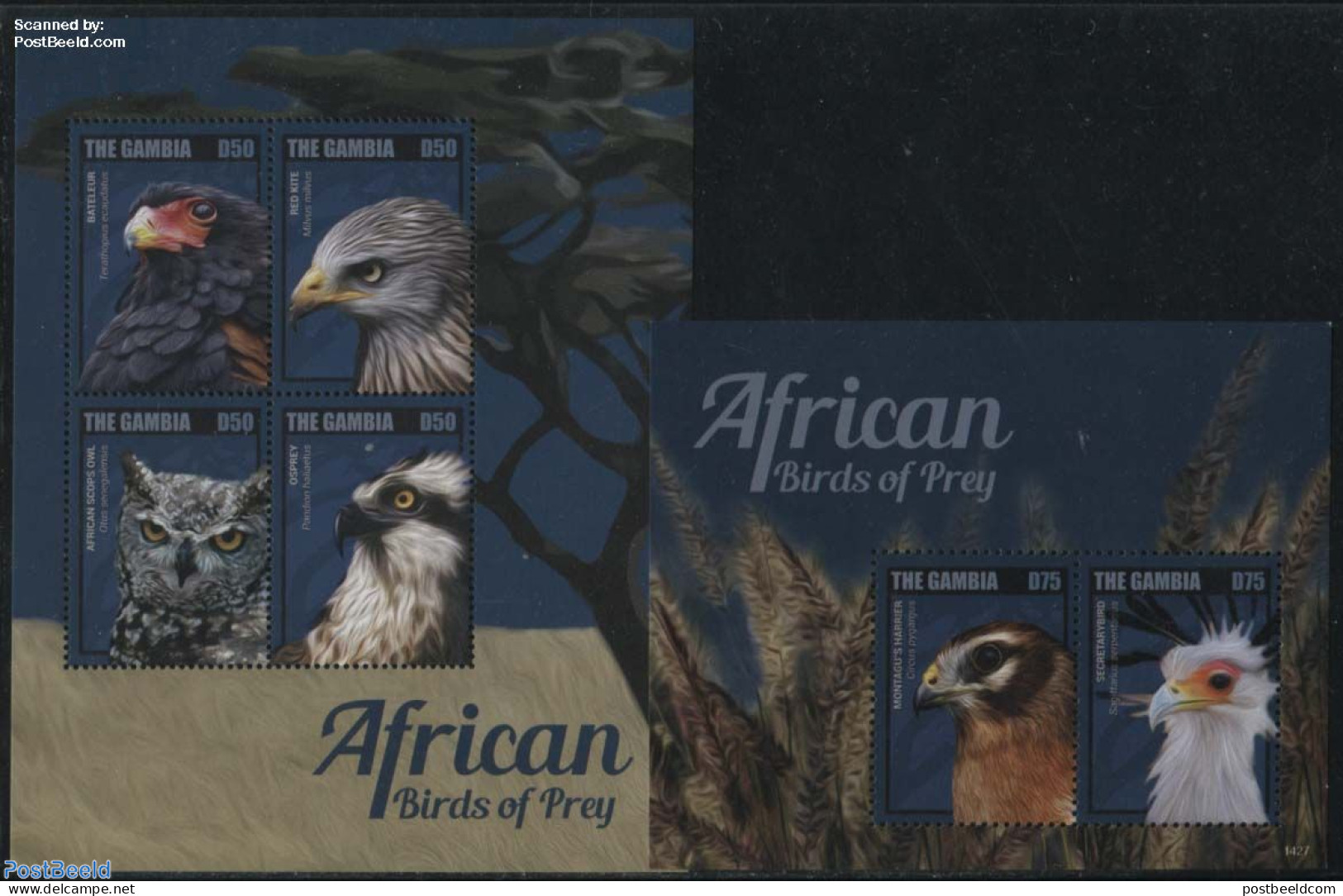 Gambia 2014 African Birds Of Prey 2 S/s, Mint NH, Nature - Birds - Birds Of Prey - Owls - Gambia (...-1964)