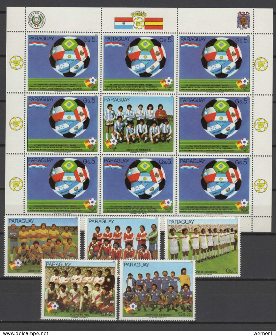 Paraguay 1982 Football Soccer World Cup Set Of 2 Sheetlets + 8 Stamps MNH - 1982 – Spain