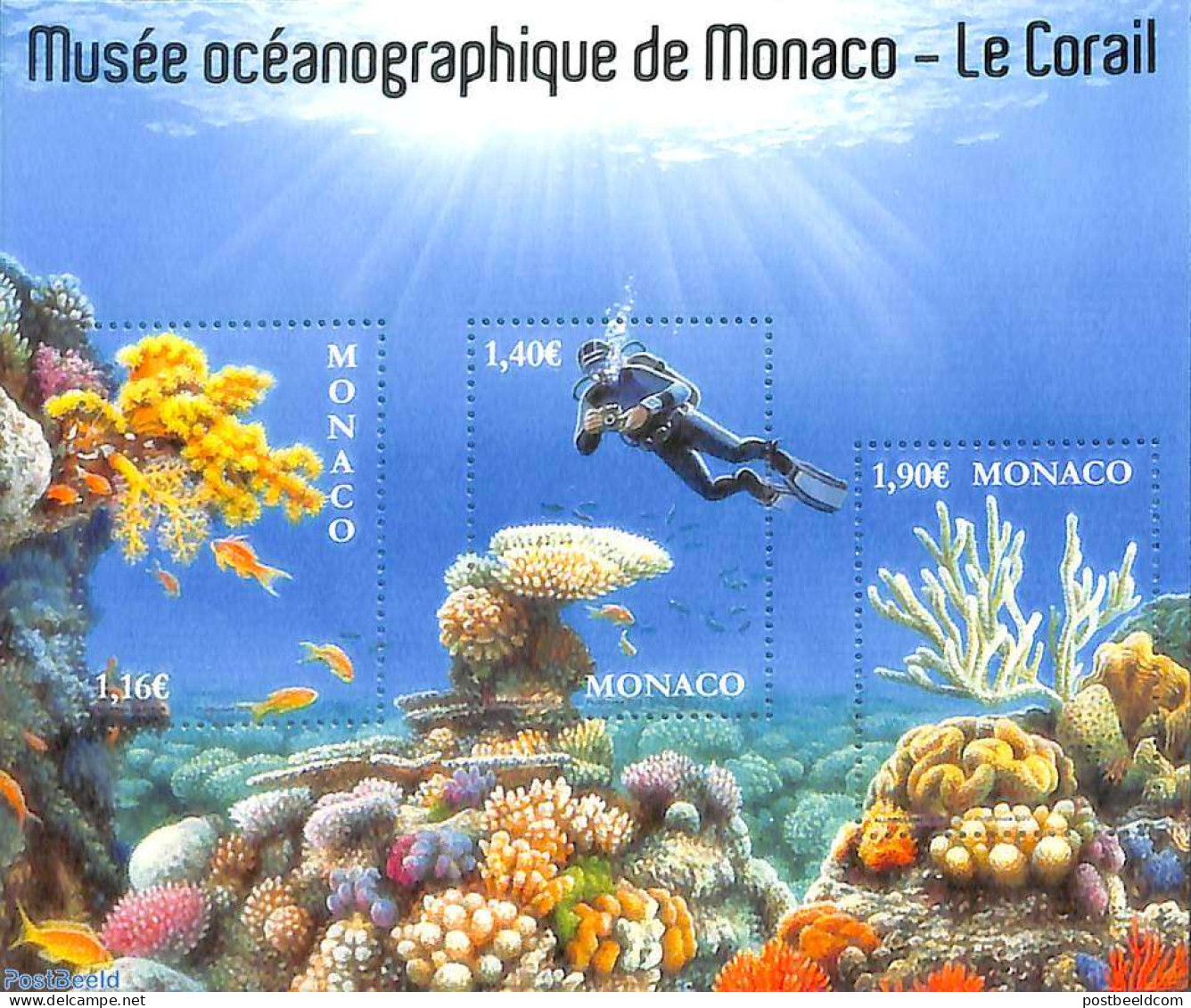 Monaco 2020 Museum For Oceanography S/s, Mint NH, Nature - Sport - Fish - Shells & Crustaceans - Diving - Art - Museums - Unused Stamps