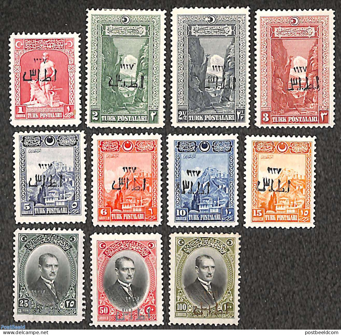 Türkiye 1927 Smyrna Exposition Overprints 11v, Unused (hinged) - Other & Unclassified