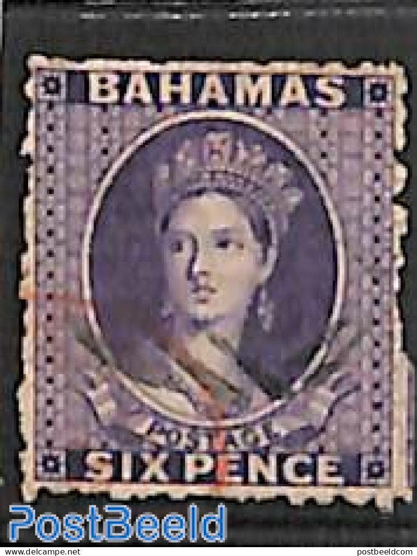 Bahamas 1863 Six Pence, Violet, Perf. 12.5, Used, Used Stamps - Sonstige & Ohne Zuordnung