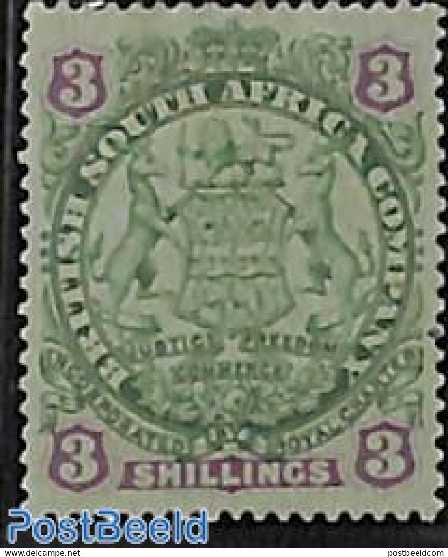 Rhodesia 1896 Br. South Africa Company, 3sh, Stamp Out Of Set, Unused (hinged), History - Coat Of Arms - Otros & Sin Clasificación