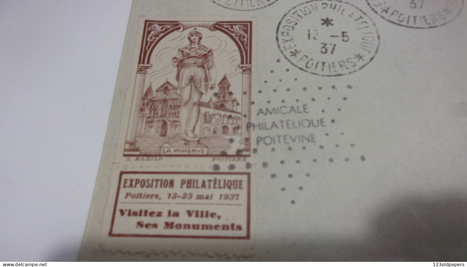 POITIERS 1937 AMICALE PHILATELISTE  LA MINERVE - Esposizioni Filateliche