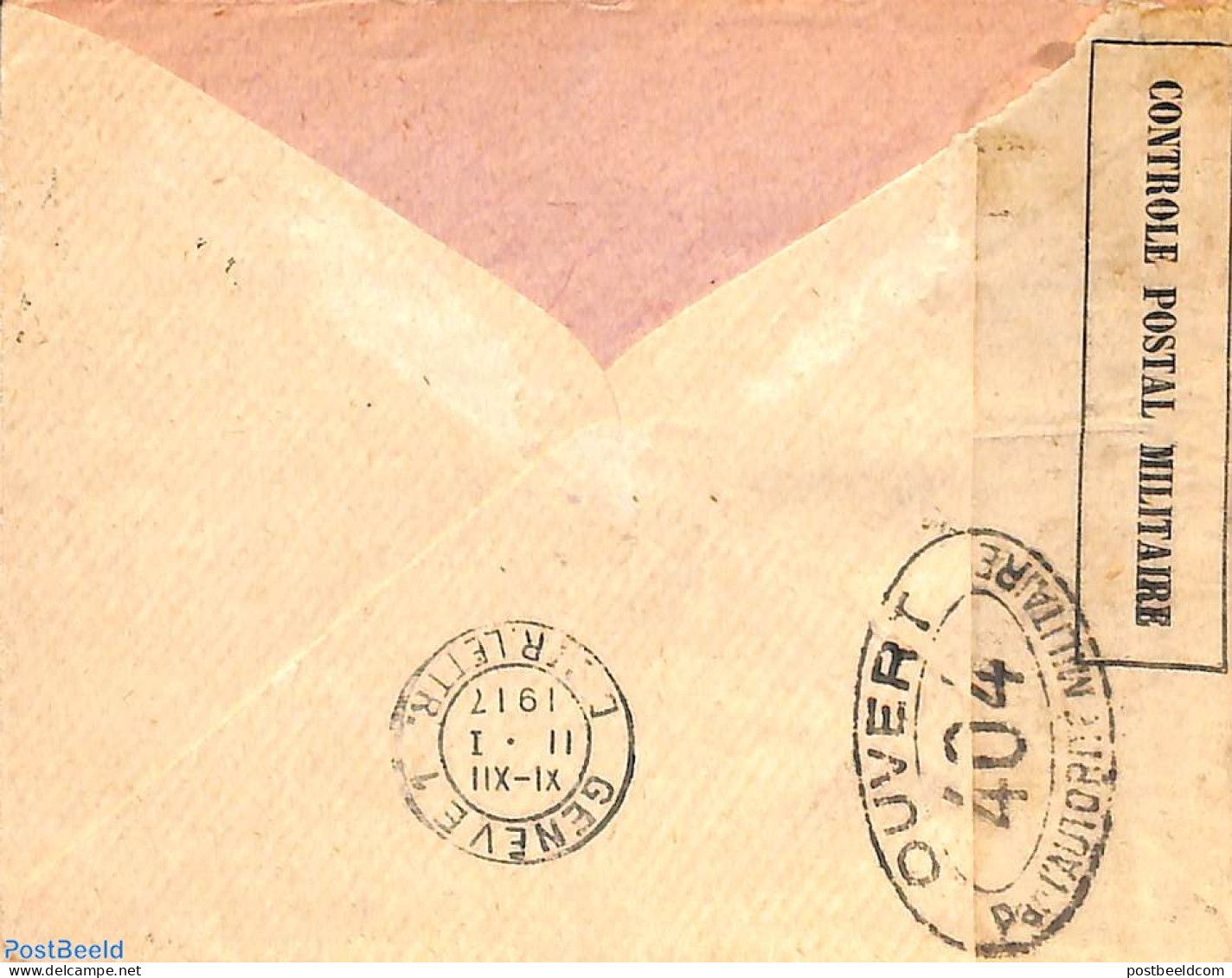 France 1917 Censored Letter To Geneva, Postal History - Covers & Documents