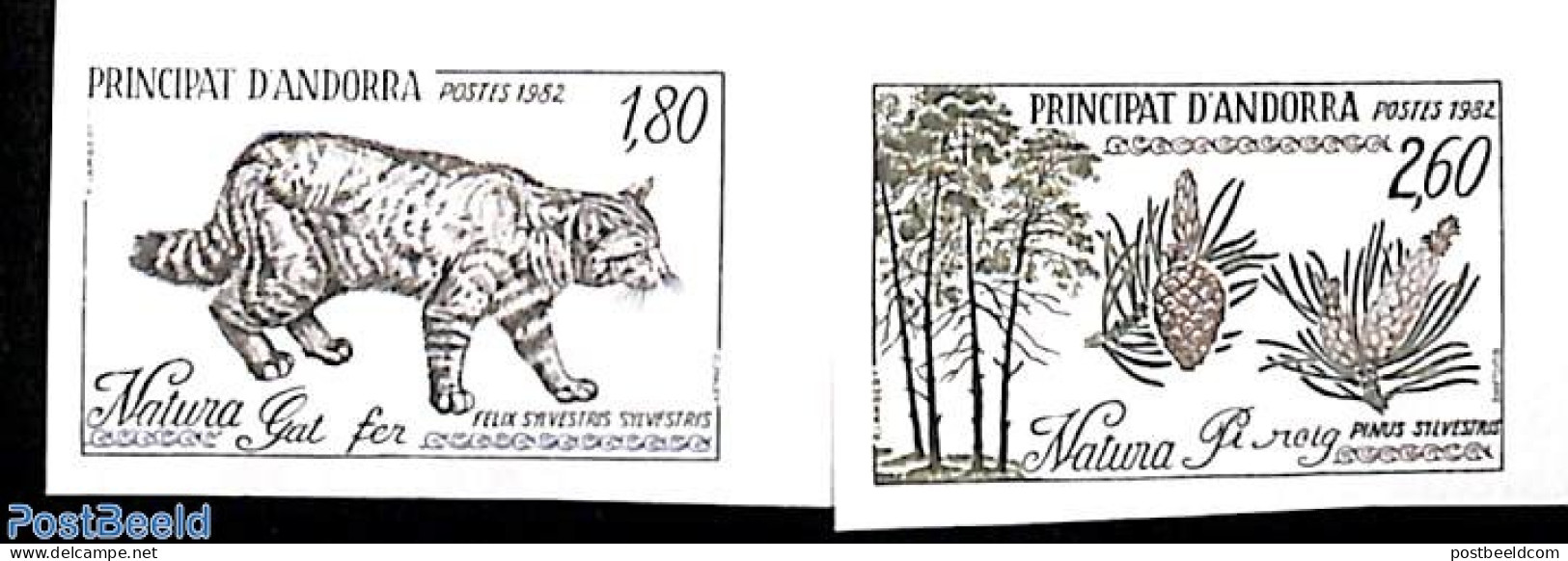 Andorra, French Post 1982 Nature Conservation 2v, Imperforated, Mint NH, Nature - Cat Family - Trees & Forests - Nuovi