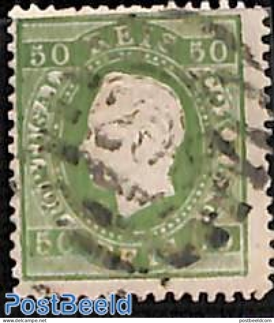 Portugal 1871 50R Green, Perf. 12.5, Used, Used Stamps - Used Stamps