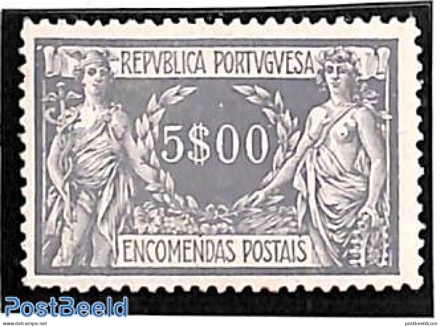 Portugal 1920 Parcel Stamp 5.00, Stamp Out Of Set, Unused (hinged) - Neufs