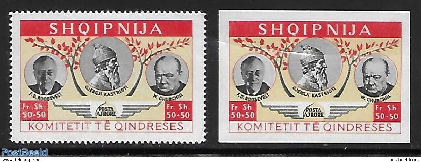 Albania 1952 Different Colour, A + B, Without 1952, Private Issue. Not Valid For Postage., Mint NH, History - Various .. - Erreurs Sur Timbres