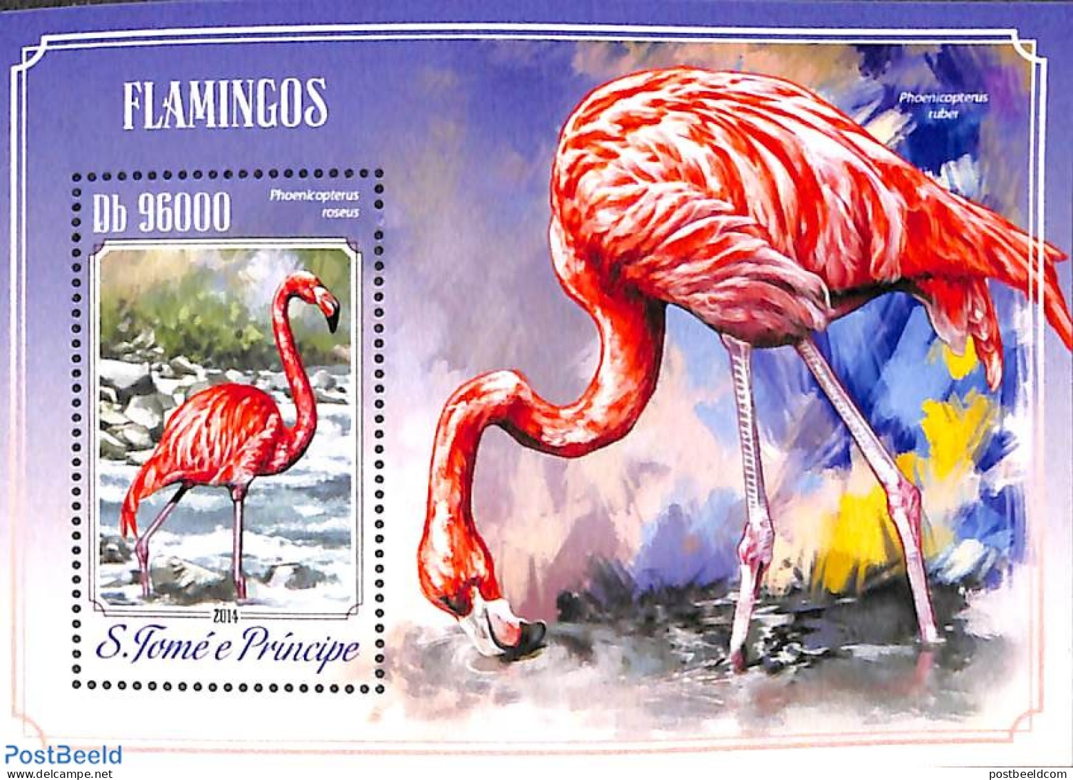 Sao Tome/Principe 2014 Flamingo S/s, Mint NH, Nature - Birds - Flamingo - Sao Tomé Y Príncipe