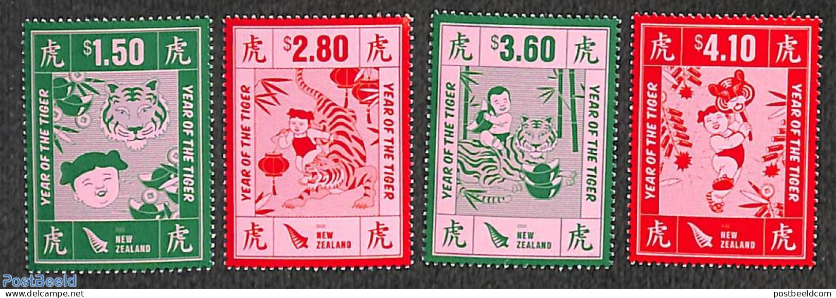 New Zealand 2022 Year Of The Tiger 4v, Mint NH, Various - New Year - Unused Stamps