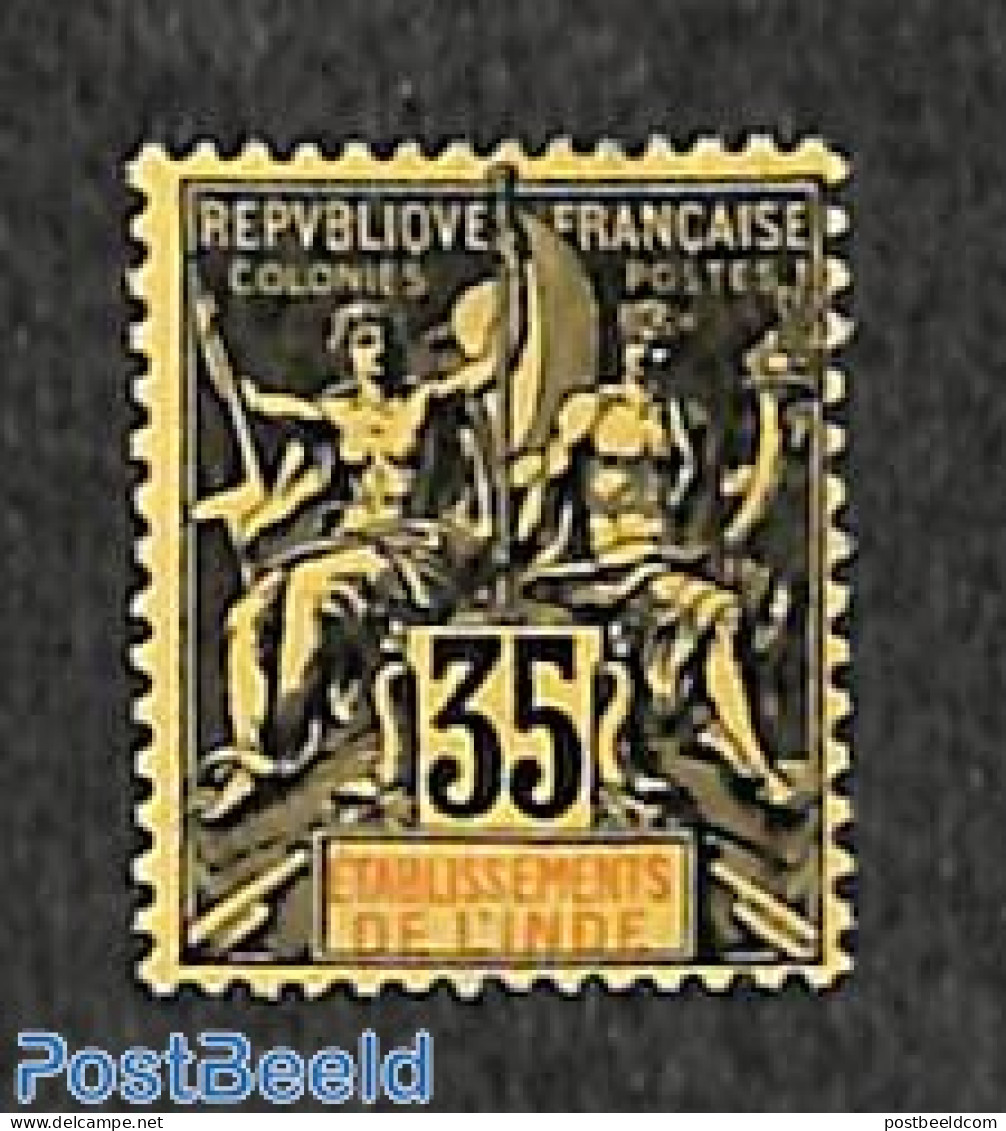 French India 1900 35c, Stamp Out Of Set, Unused (hinged) - Nuovi