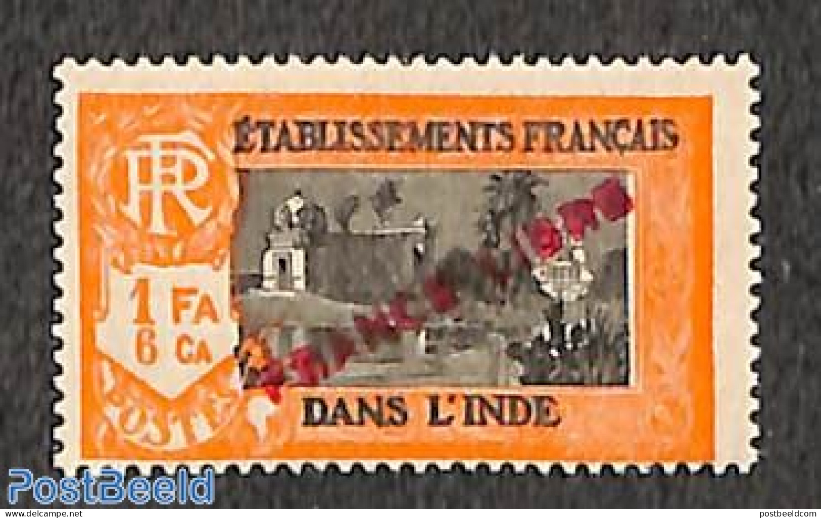 French India 1941 1Fa, 6Ca, FRANCE LIBRE, Stamp Out Of Set, Mint NH - Neufs