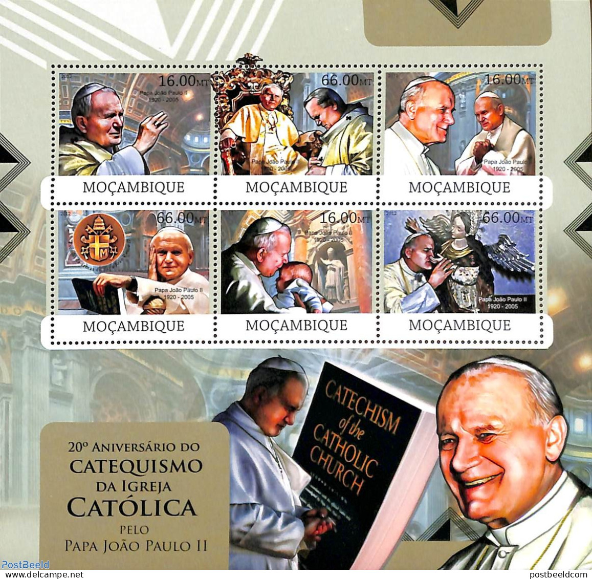 Mozambique 2012 Catholic Catechism 6v M/s, Mint NH, Religion - Pope - Religion - Papes