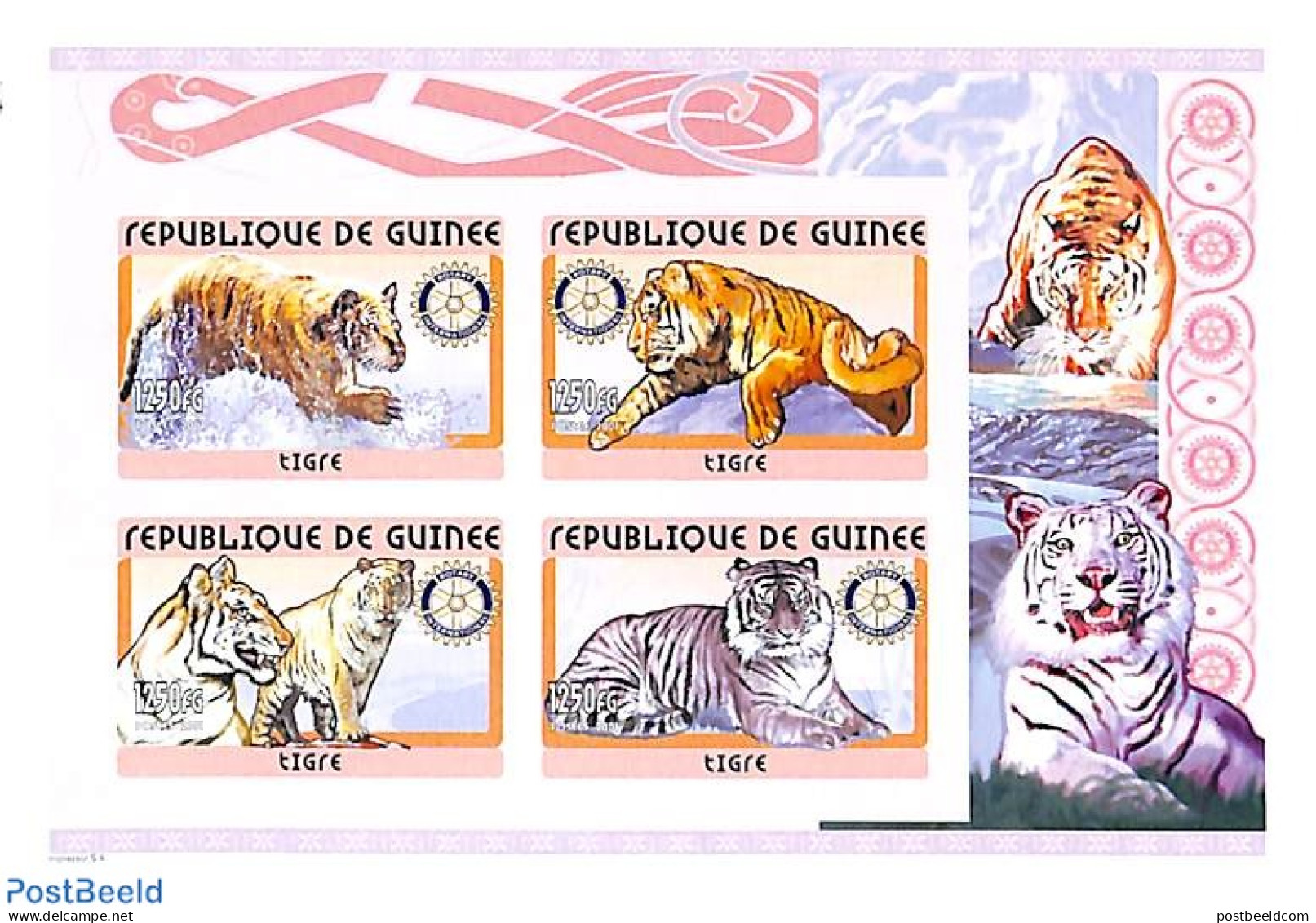 Guinea, Republic 2001 Tigers, Rotary M/s Imperforated, Mint NH, Nature - Various - Cat Family - Rotary - Rotary Club