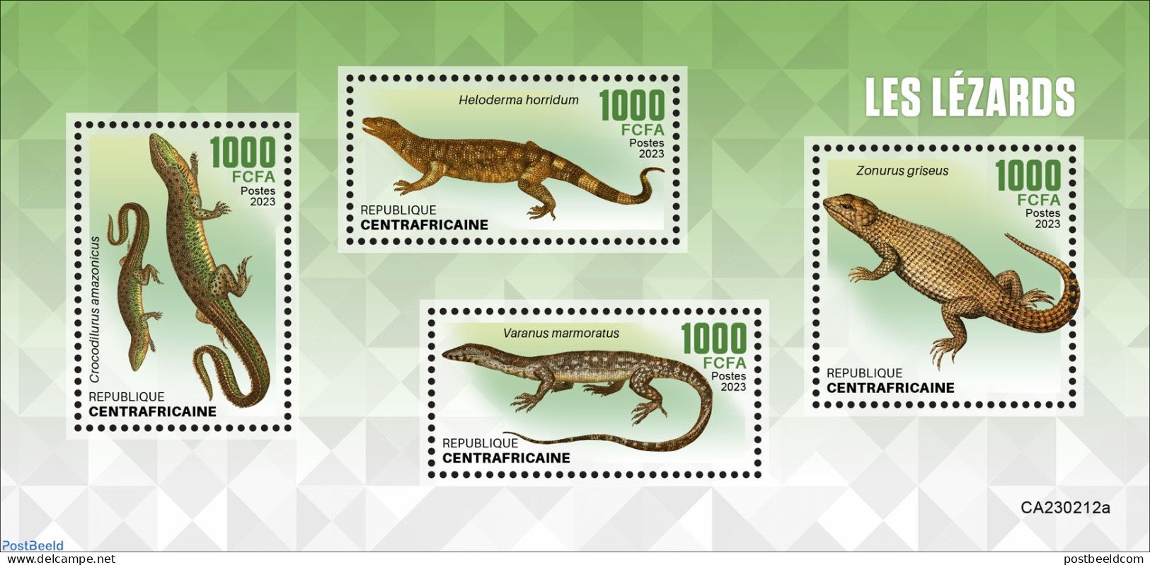 Central Africa 2023 Lizards, Mint NH, Nature - Reptiles - República Centroafricana