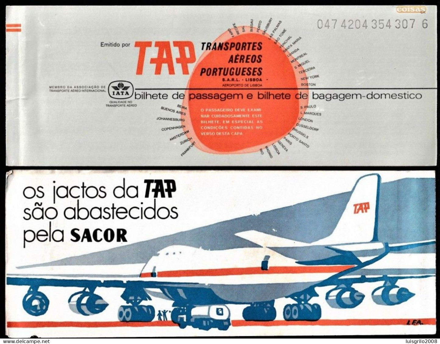Billet D'Avion/ Airplane Ticket, 1976 - TAP Air Portugal -|- Lisboa To Funchal, Madeira Portugal . And Return - Europa