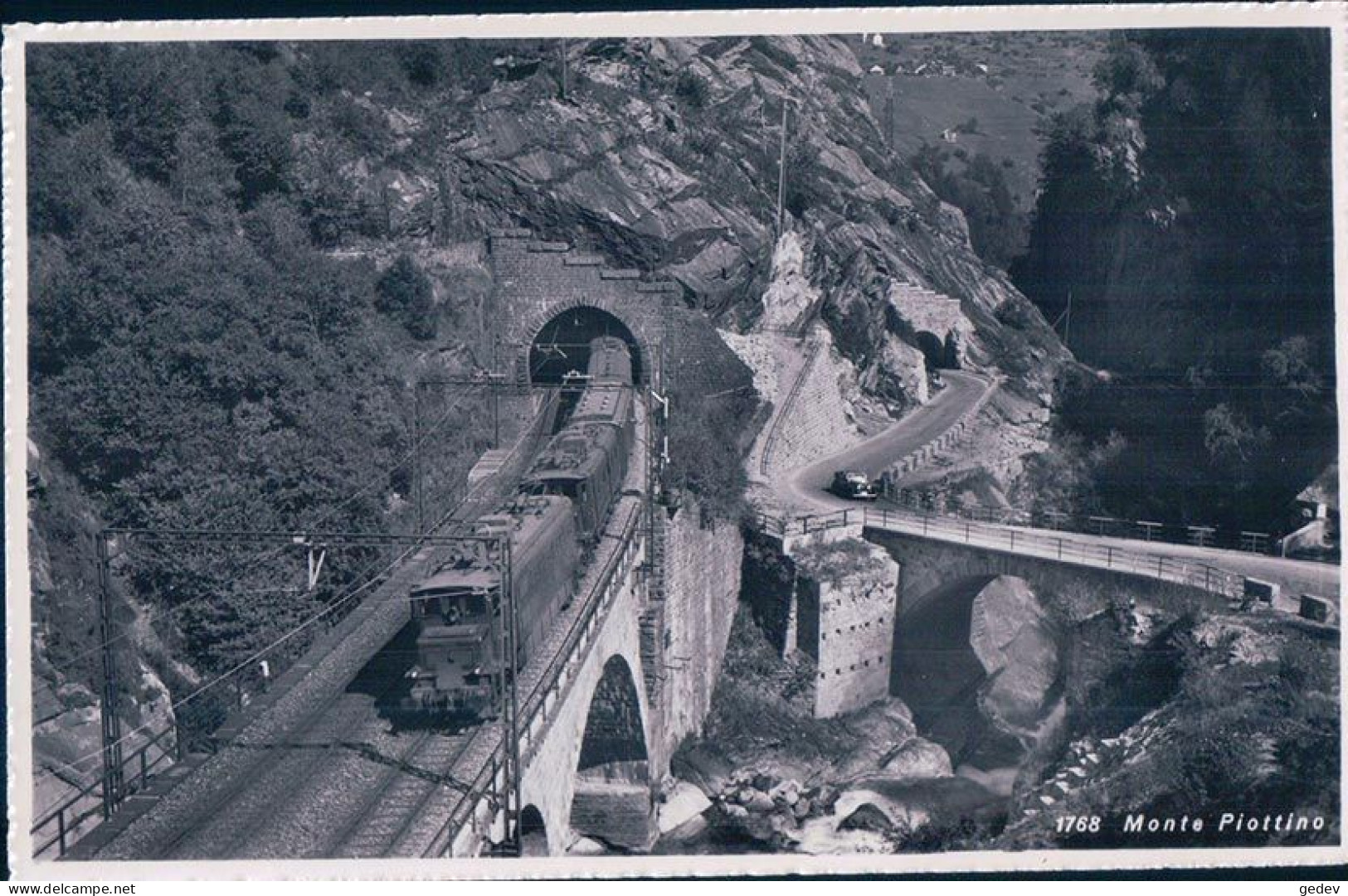 Monte Piottino TI, Route Et Chemin De Fer, Ligne Du Gothard Et Train (1768) - Ouvrages D'Art