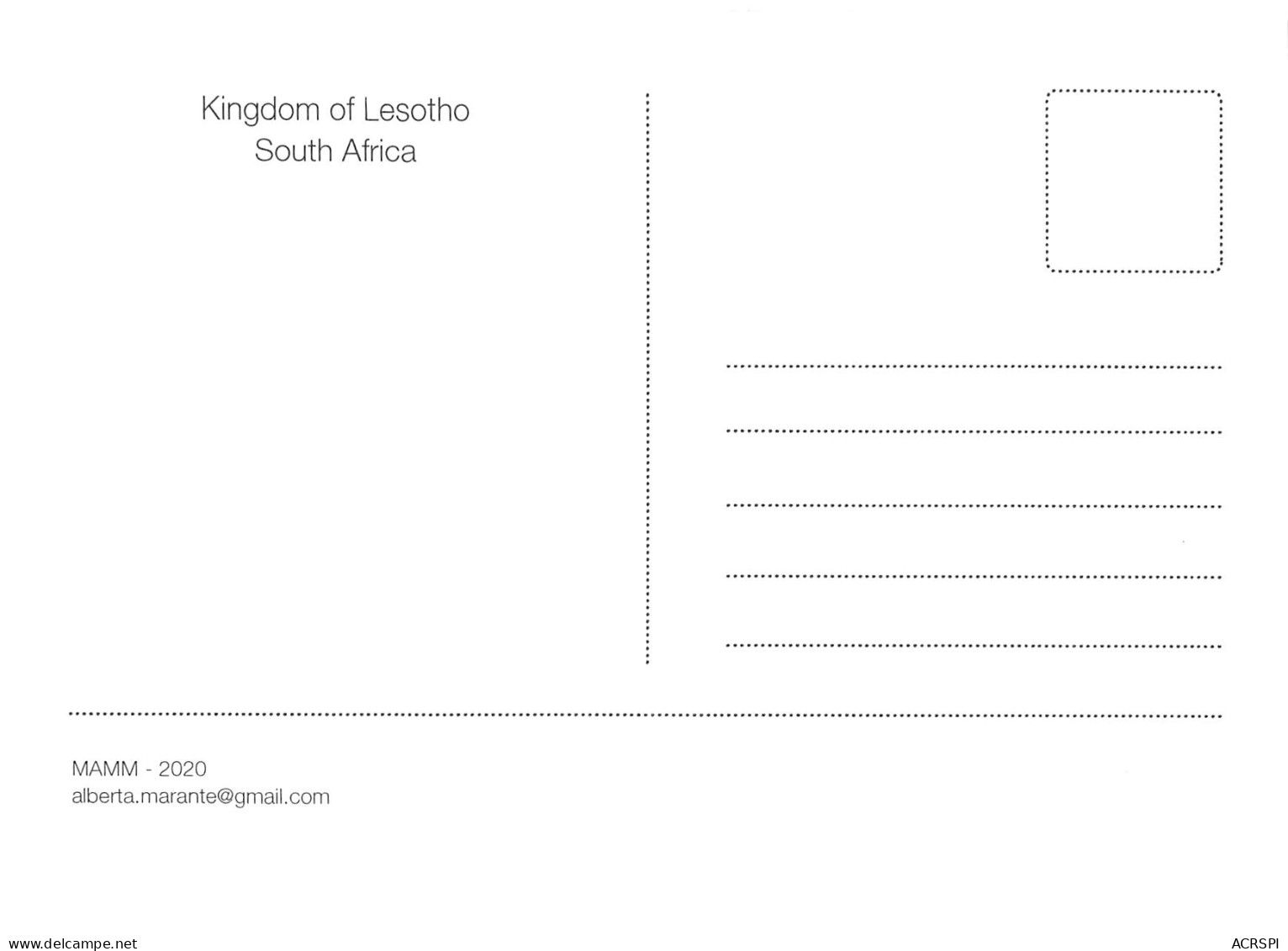 LESOTHO Lessouto  Vue Générale Aérienne De La Capitale  Carte Vierge Non Circulé (Scans R/V) N° 83 \MP7102 - Lesotho