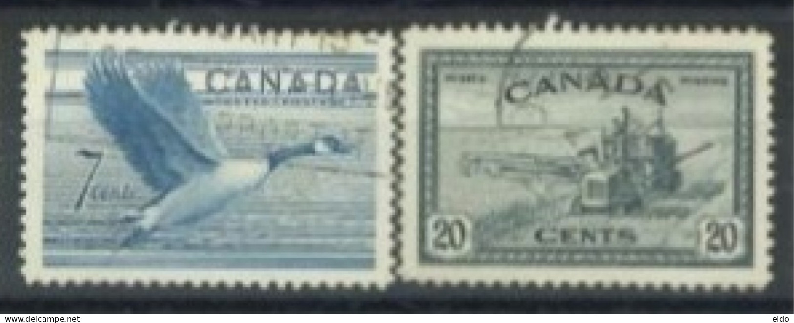 CANADA - 1951/52, CANADIAN GOOSE & COMBINE HARVESTER STAMPS SET OF 2, USED. - Gebraucht