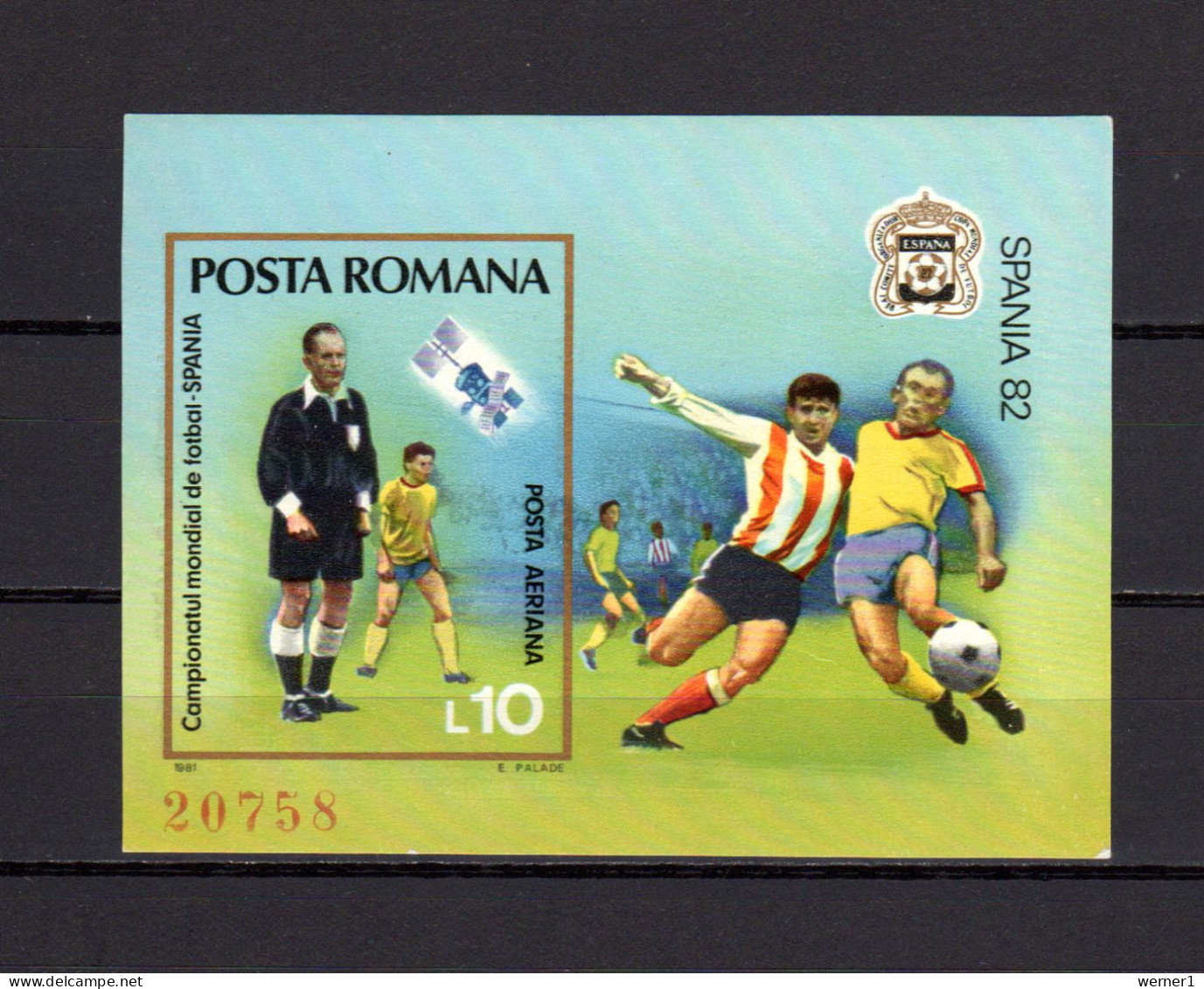 Romania 1981 Football Soccer World Cup, Space S/s Imperf. MNH -scarce- - 1982 – Spain