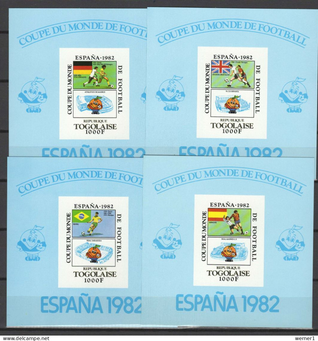 Togo 1981 Football Soccer World Cup 4 S/s Imperf. On Thick Paper MNH -scarce- - 1982 – Espagne