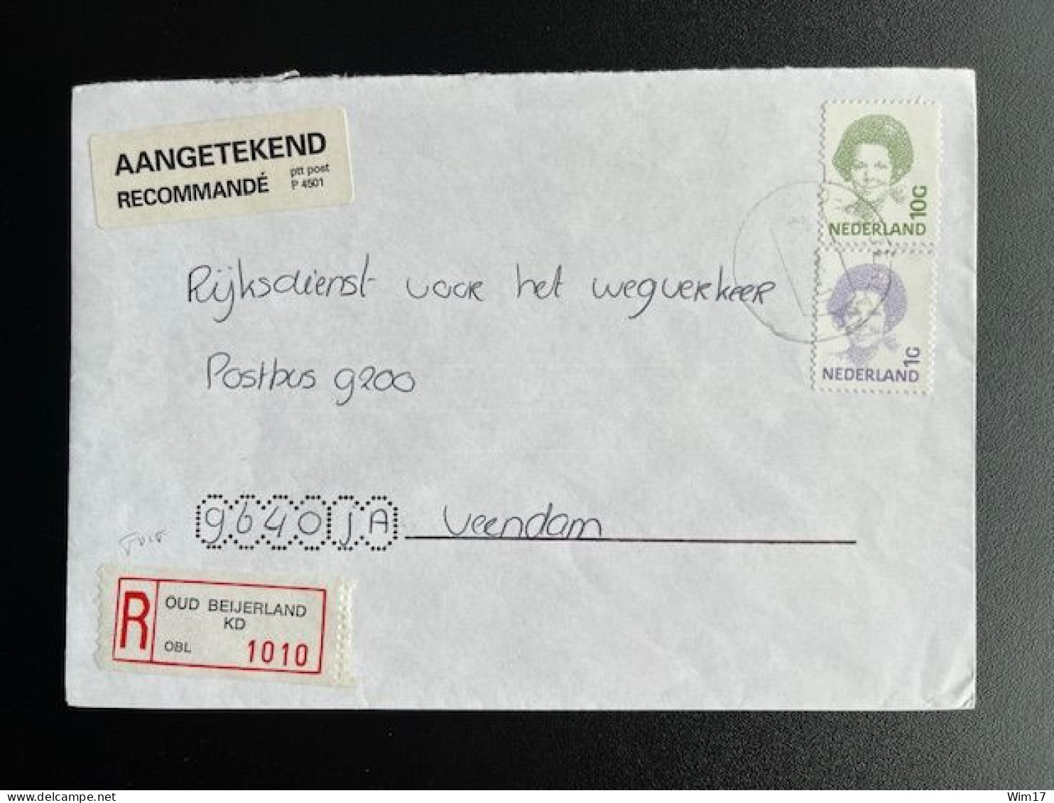 NETHERLANDS 1995 REGISTERED LETTER OUD BEIJERLAND KD TO VEENDAM NEDERLAND AANGETEKEND - Briefe U. Dokumente