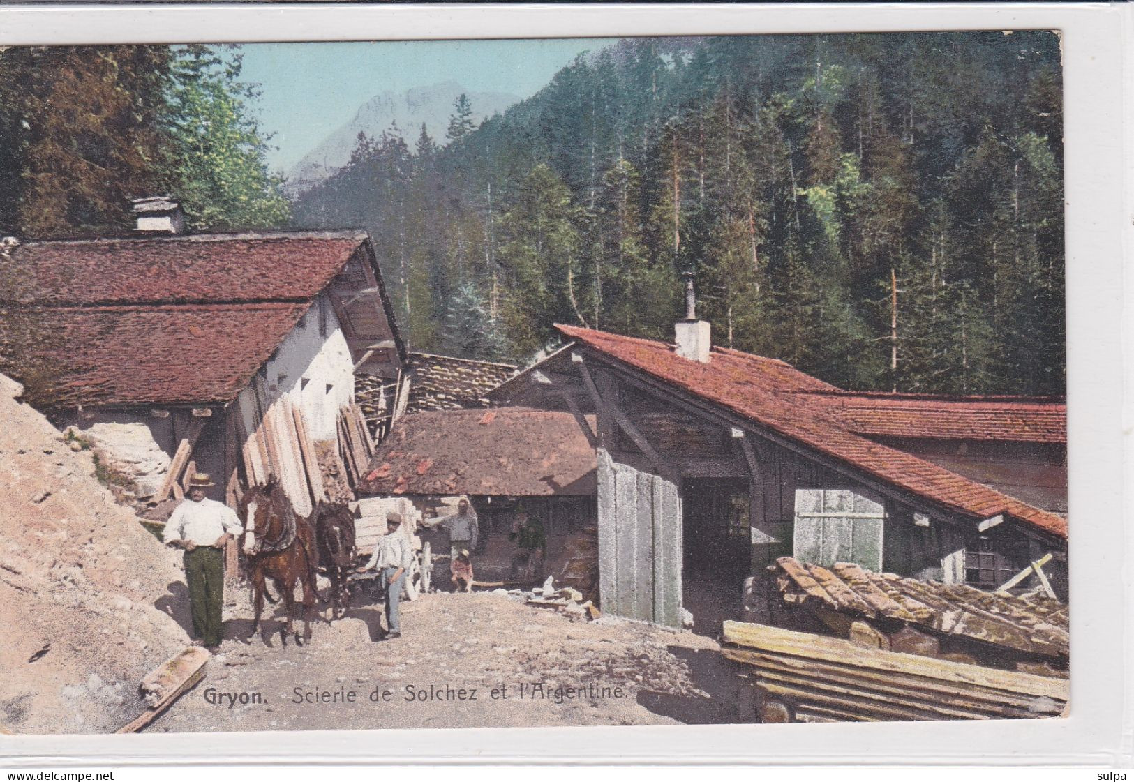 Scierie De Solchez, Gryon, Suisse, Attelage  / Sàgerei, Pferdegespann - Industrie