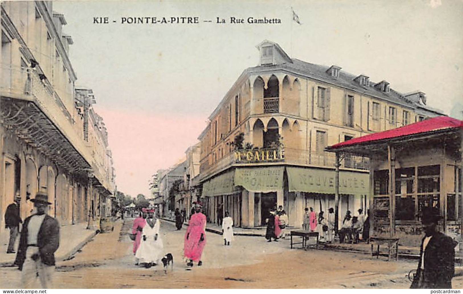 Guadeloupe - POINTE à PITRE - La Rue Gambetta - Maison Caillé - Ed. E. Le Deley Aquarellée - Pointe A Pitre