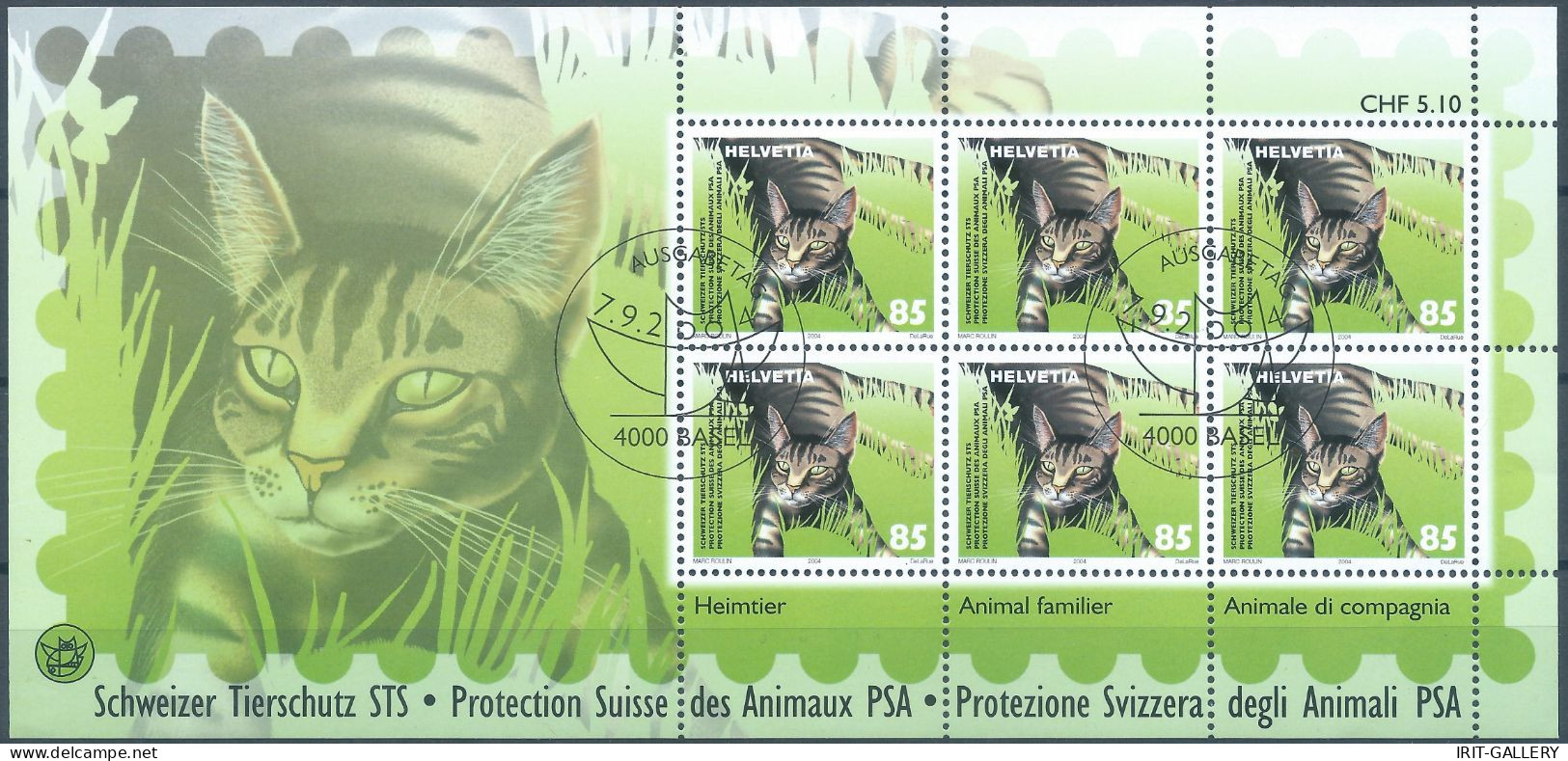 Switzerland-Suisse-HELVETIA,2004 Swiss Animal Protection,Three Mini Sheets With Cancellation From The Day Of Issue,Mint - Blocs & Feuillets