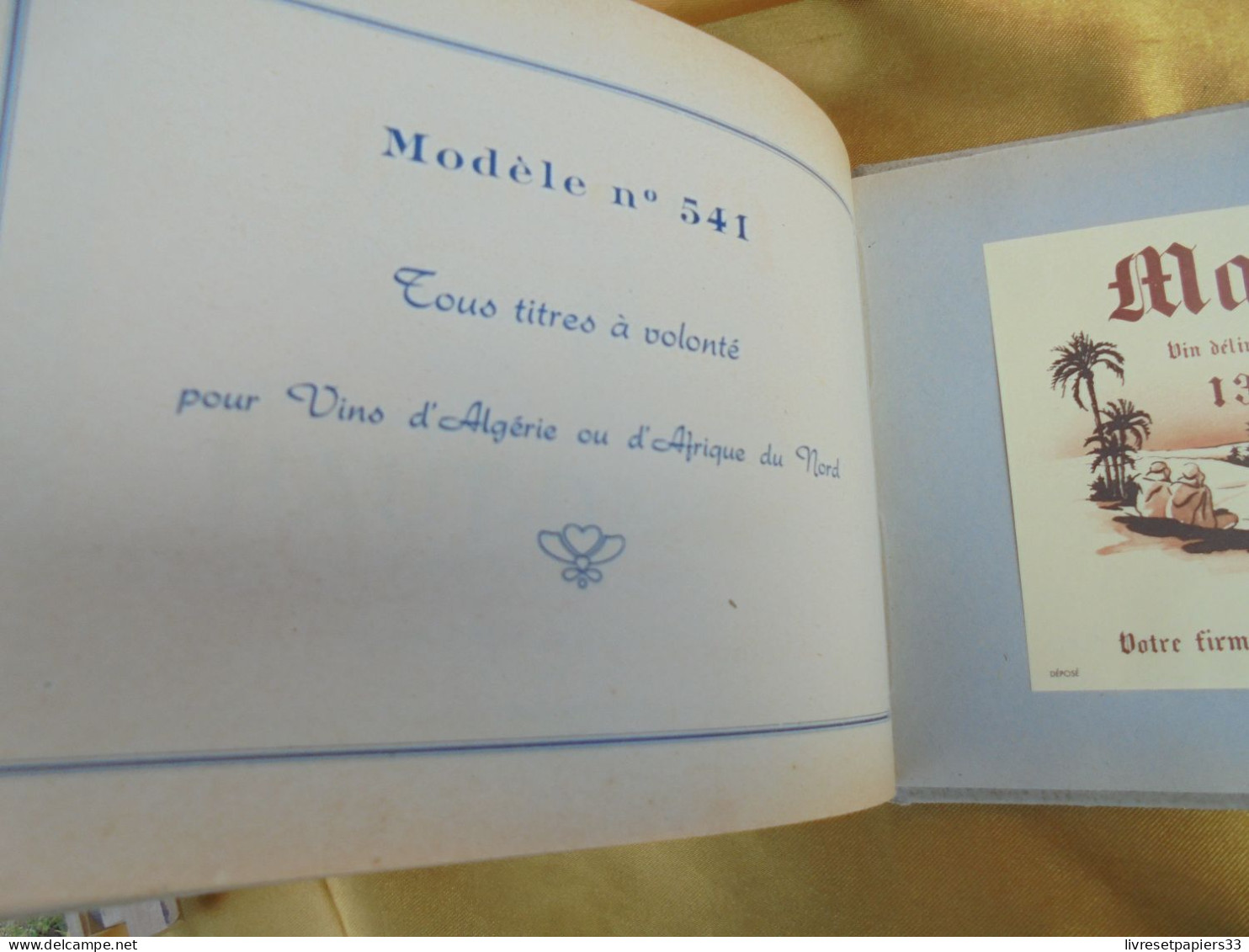 Imprimerie Wetterwald Bordeaux Modéle d'Etiquettes pour Vins Ordinaires et d'Alérie 1955