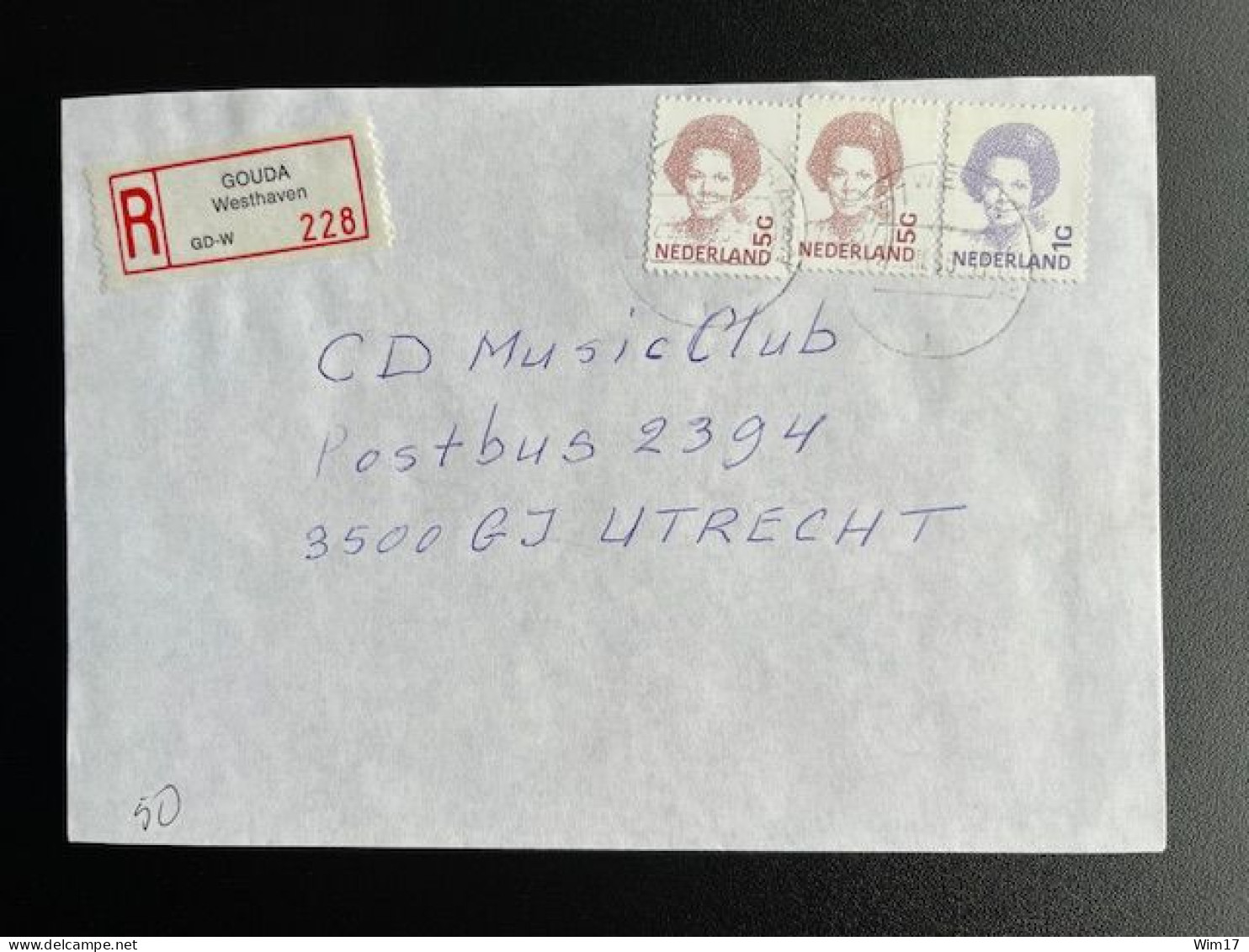 NETHERLANDS 1996 REGISTERED LETTER GOUDA WESTHAVEN TO UTRECHT 23-12-1996 NEDERLAND AANGETEKEND - Briefe U. Dokumente