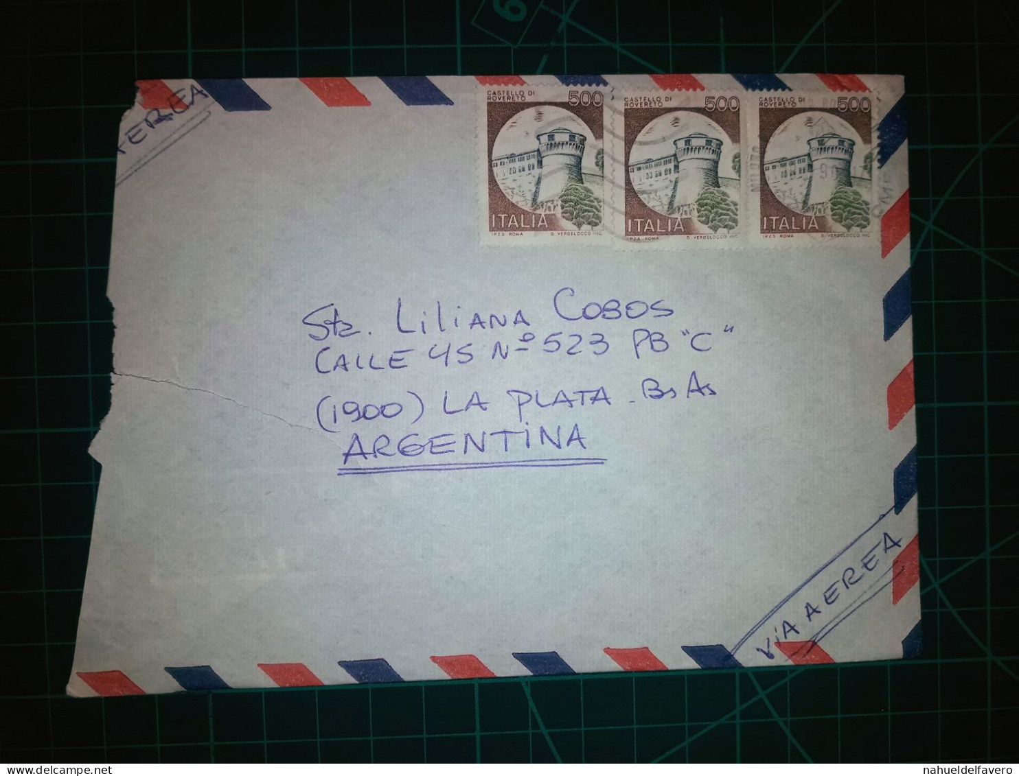 ITALIE, Enveloppe Aereo Circulée Par Avion Vers La République Argentine Avec Une Belle Variété De Timbres-poste (château - Luftpost