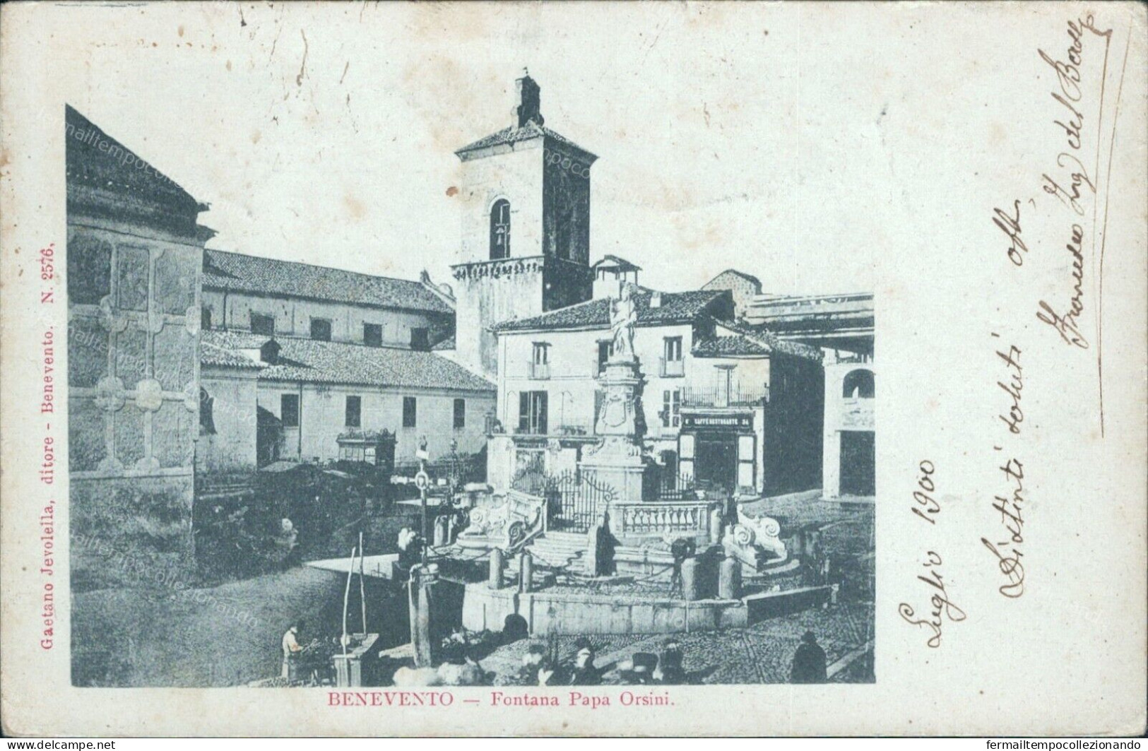 Cr263 Cartolina  Benevento Citta' Fontana Papa Orsini Campania - Benevento