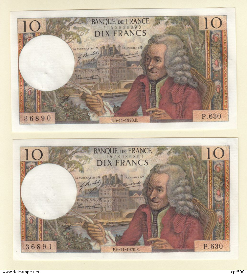 12x 10 Francs VOLTAIRE FRANCE Type 1963 F.62.47 P.630 SUP série x12