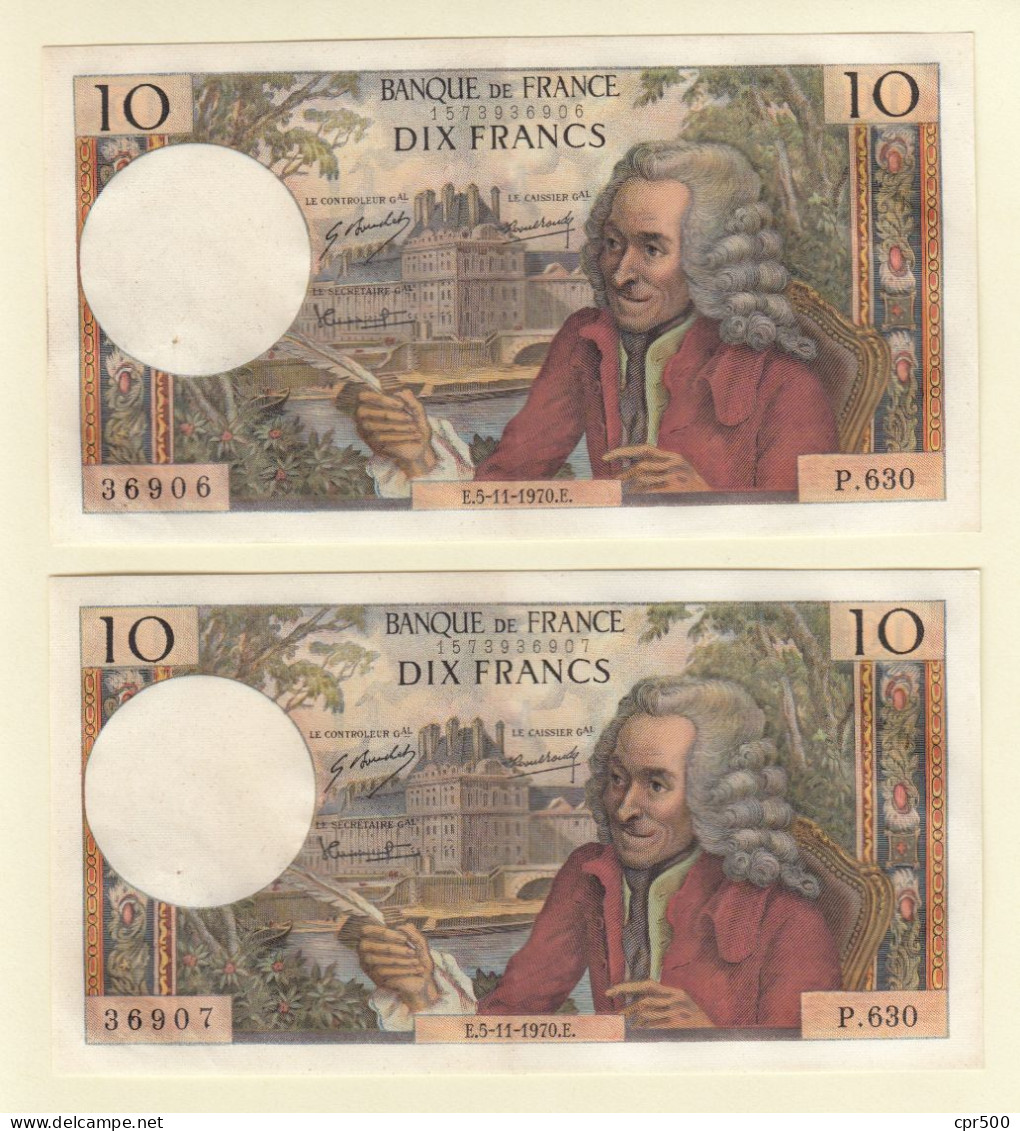 12x 10 Francs VOLTAIRE FRANCE Type 1963 F.62.47 P.630 SUP série x12