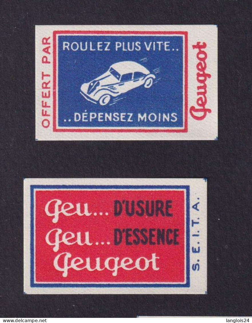 2 Ancienne  Petite étiquette  Allumettes France  Belgique Peugeot Années 30   Deux - Matchbox Labels