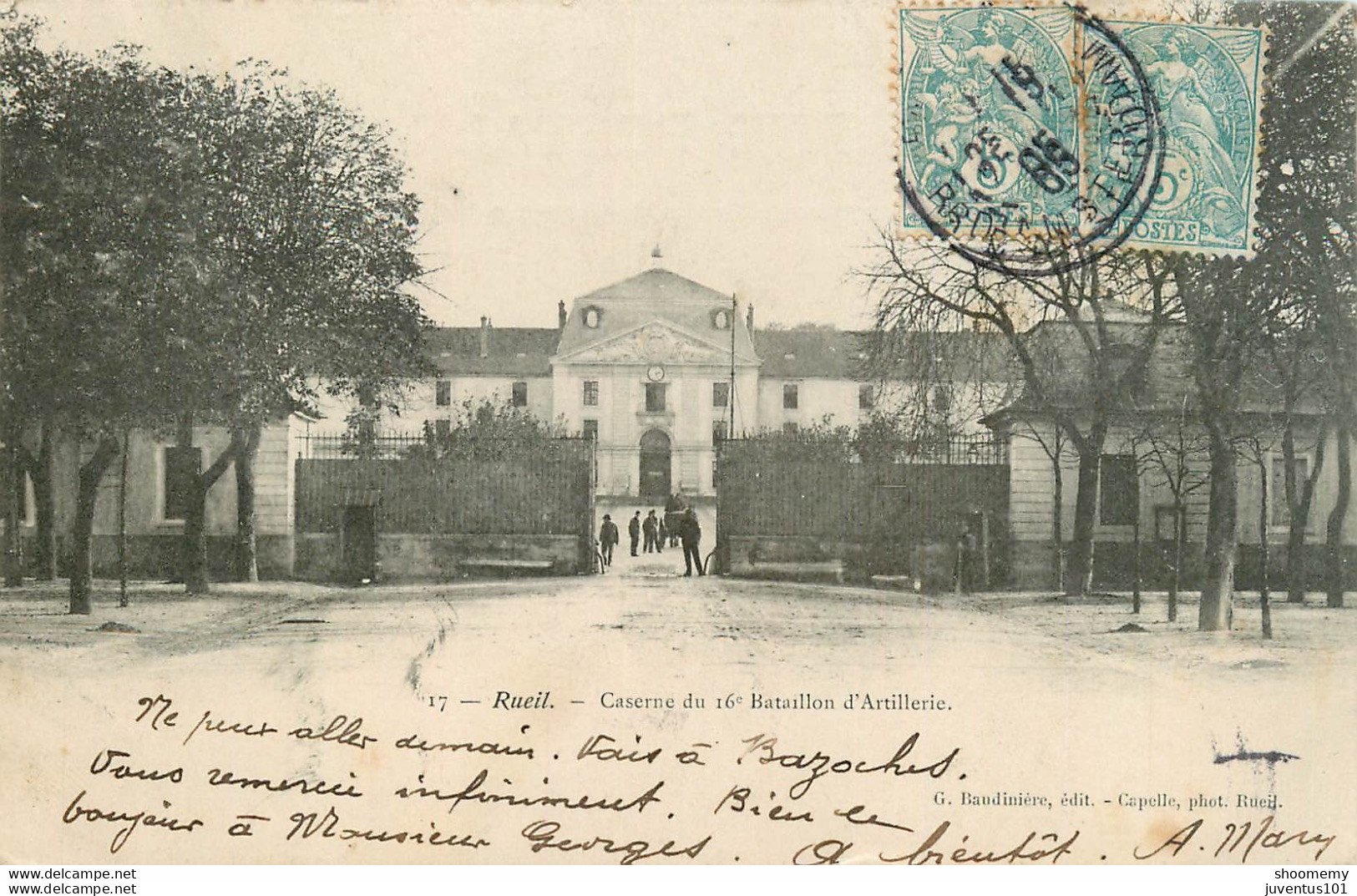 CPA Rueil-Caserne Du 16 émetteur Bataillon D'Artillerie-17-Timbre      L1721 - Rueil Malmaison