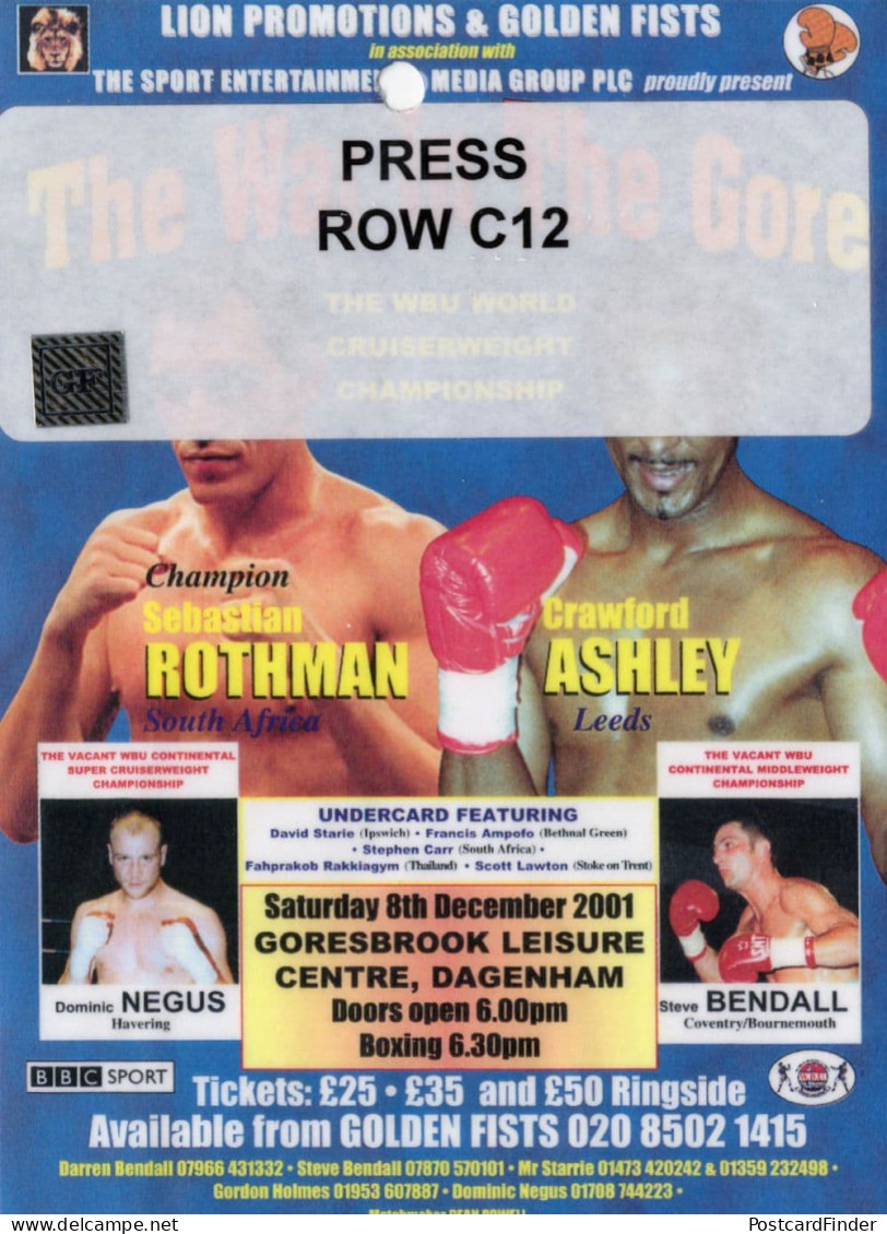 Sebastian Rothman Vs Crawford Ashley Boxing 2001 Press Pass - Boxsport