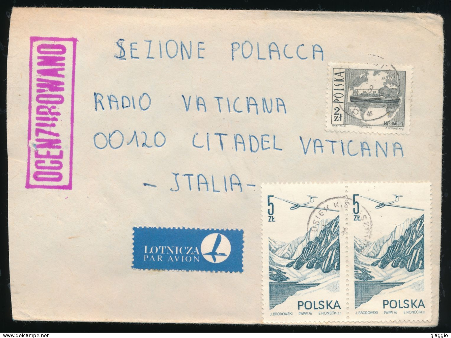 °°° LETTER POLAND 1982 SOLIDARITY SOLIDARNOSC OCENZUROWANO CENSORED VATICAN RADIO ROME °°° - Brieven En Documenten