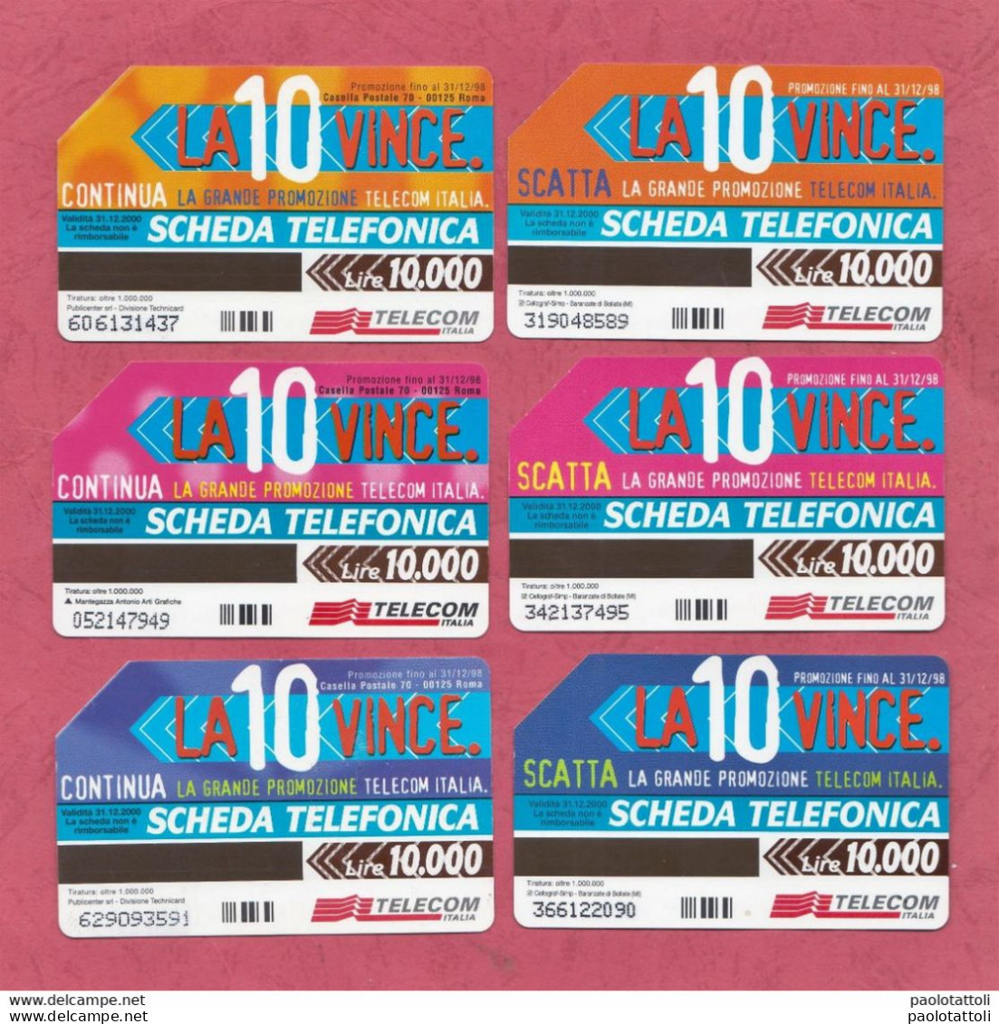 .Italy- La 10 Vince. Scatta E Vince La Grande Promozione Telecom Italia- Used Pre Paid Phone Cards- Telecom - Public Ordinary