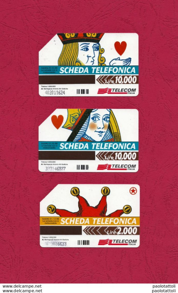 Italia, Italy- Prepaid Used Phone Card Full Set- Serie Completa REGINA-RE & JOLLY. Ed. Mantegazza, Exp. 31.12.99 - Pubbliche Figurate Ordinarie