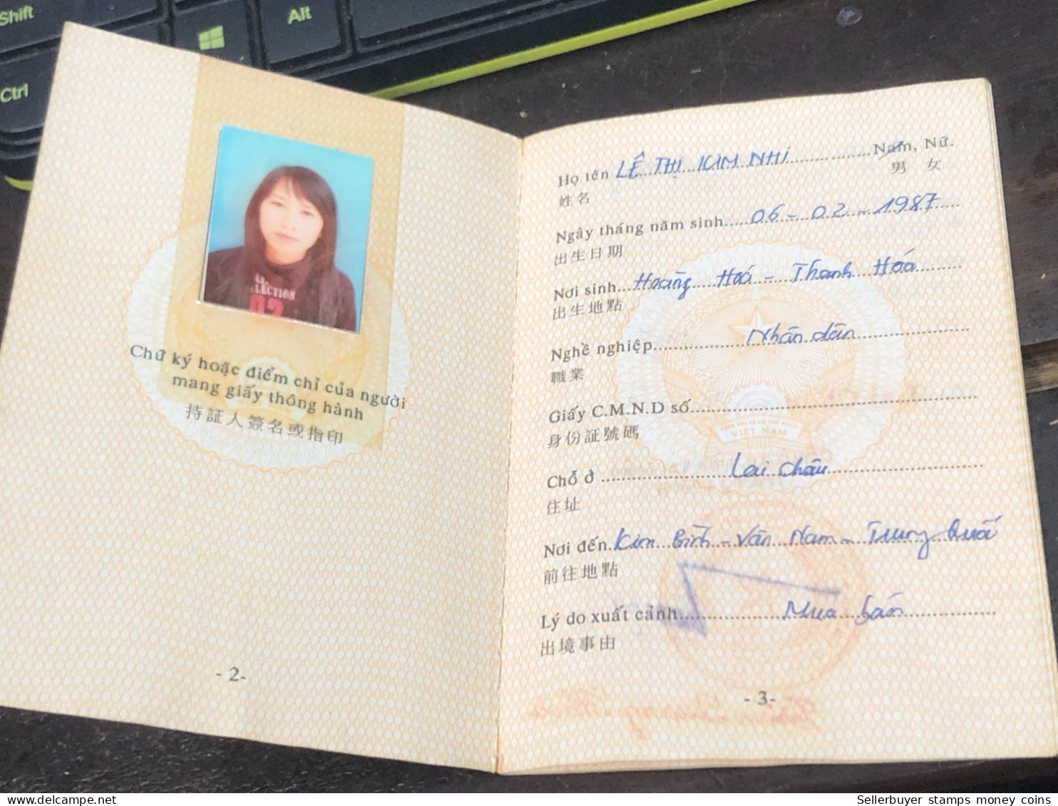 VIET NAM -OLD-GIAY THONG HANH-ID PASSPORT-name-LE THI KIM NHI-2007-1pcs Book - Sammlungen