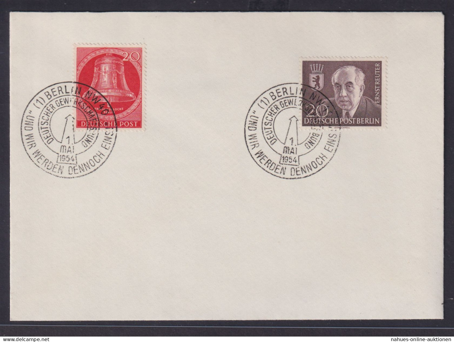 Berlin Brief Glocke Mitte U.a. Mit Inter SST Gewerkschaft 1.5.1954 - Briefe U. Dokumente