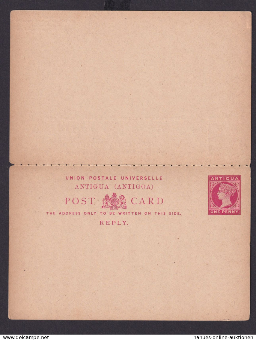 Briefmarken Britische Kolonien Antigua Ganzsache Queen Victoria Frage & Antwort - Antigua And Barbuda (1981-...)