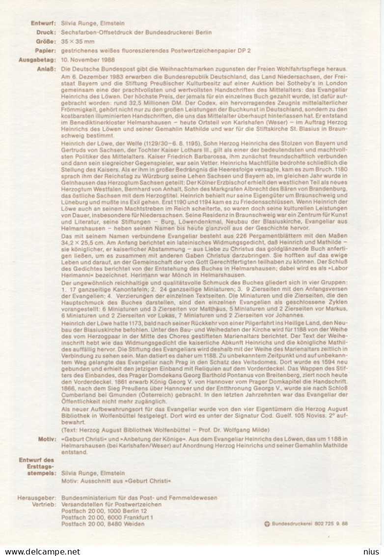 Germany Deutschland 1988-33 Weihnachtsmarke Weihnachten Weihnachts Weihnacht Christmas, Canceled In Bonn - 1981-1990