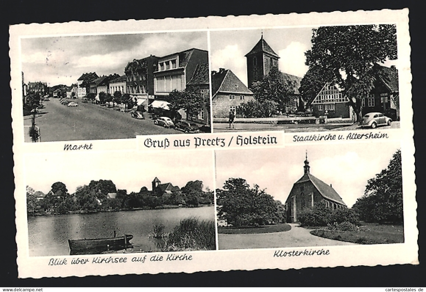 AK Preetz /Holstein, Stadtkirche Und Altersheim, Klosterkirche, Markt  - Preetz