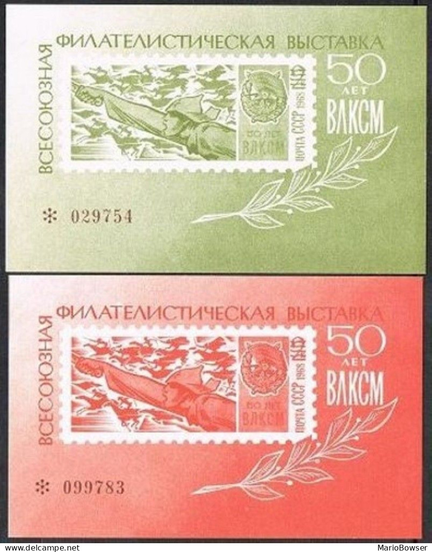 Russia 3506 Var A.B Two EXPO Sheets,MNH. Komsomol-50.1968.Civil War Scene. - Ungebraucht