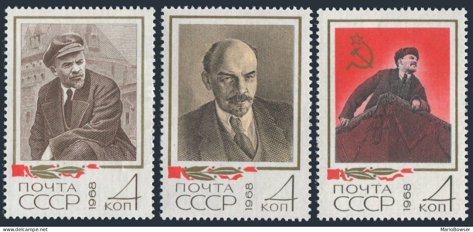 Russia 3459-3461, MNH. Michel 3484-3486. Vladimir Lenin 98th Birth Ann. 1968. - Neufs