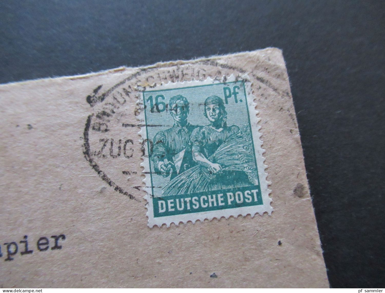 Kontrollrat Mi.Nr.949 EF Mit Bahnpost Stempel Braunschweig Firmen Stempel Eltron Werk GmbH Holzminden Weser - Cartas & Documentos